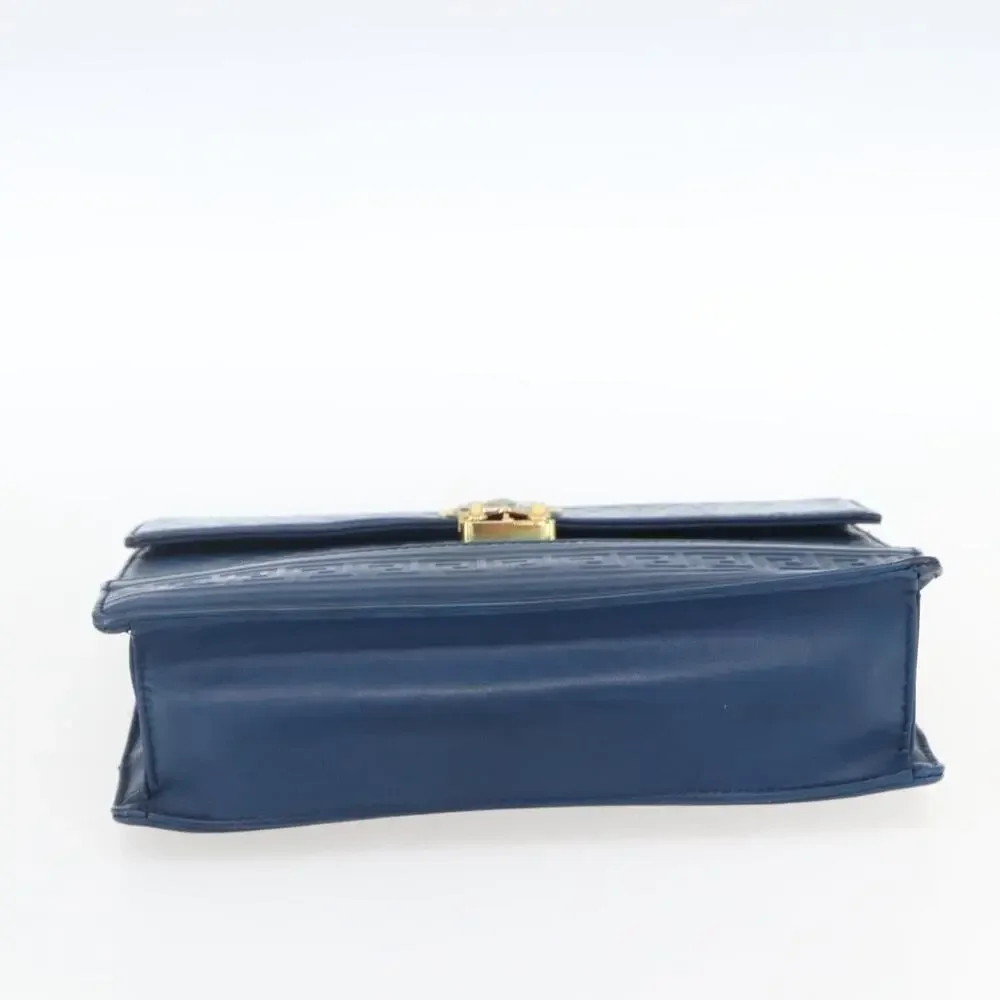 Gianni Versace Leather Clutch Bag Blue